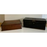 Locked Metal Storage Box with Key and Wooden Storage Box