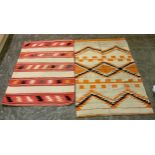 2x Woven Kilim Rugs - Largest 97cm x 45cm