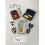 Masonic and Other Badges, Lorgnette, Cased Meeschaum and Amber Cheroot Holders (One Damaged)