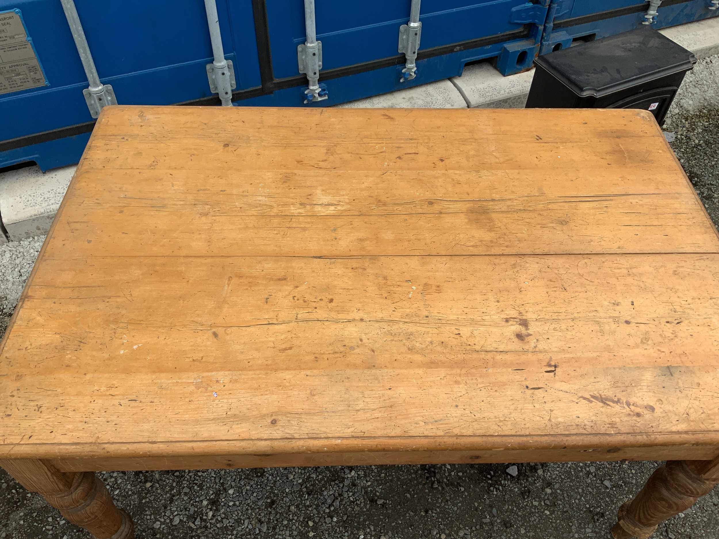 Pine Kitchen Table with Drawer - 146cm W x 95cm D x 74cm H - Image 3 of 4
