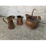 Copper Coal Bucket and 2x Jugs