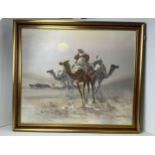 Signed Framed Canvas Picture - Camel Racing