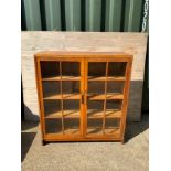 Oak Two Door Glass Fronted Cabinet - 90cm x 100cm
