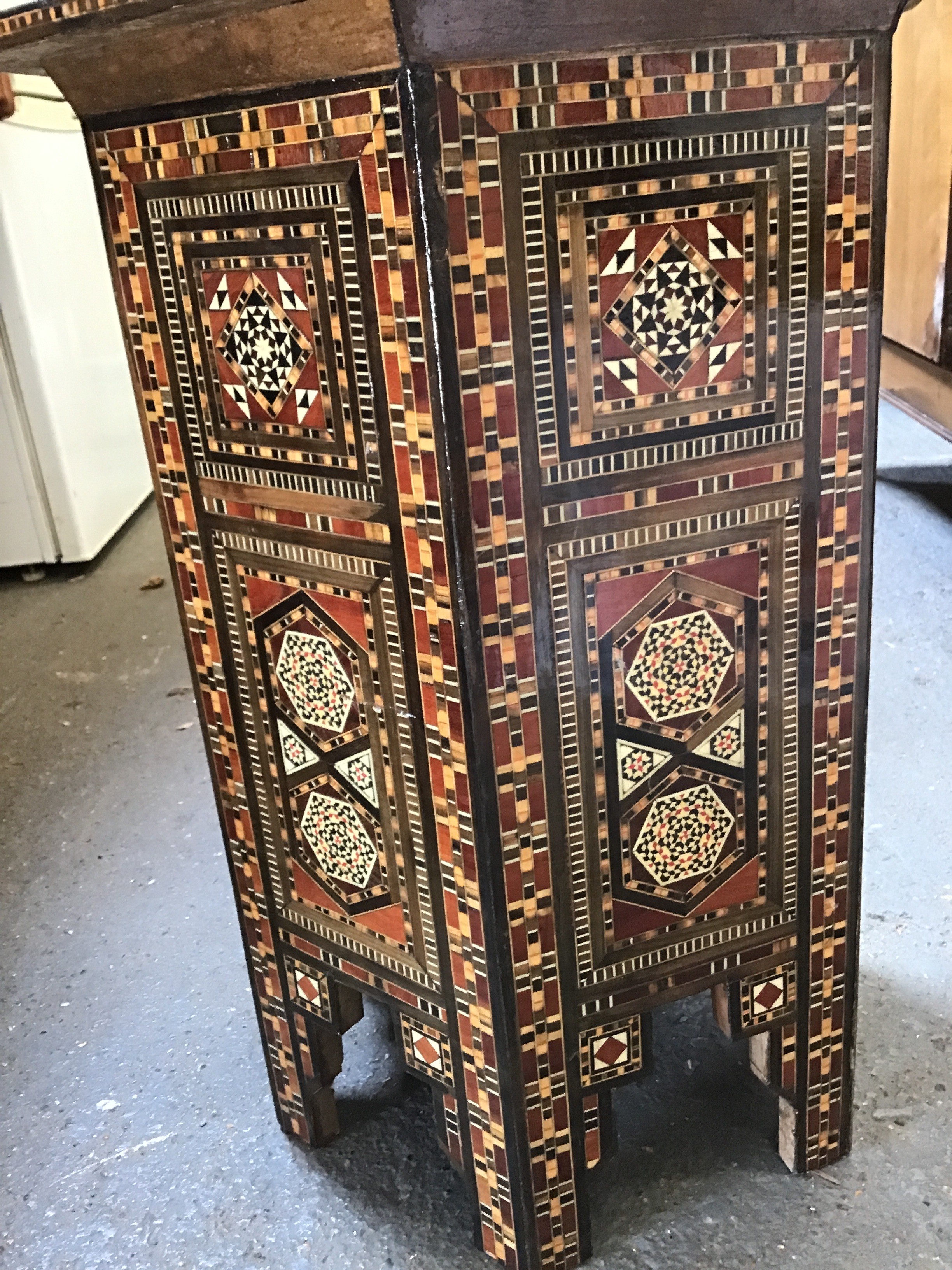 Decorative Inlaid Hexagonal Table - Image 3 of 3