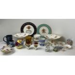 Coalport Cake Stands, Egg Cups, Spode Geranium Mug and Other China