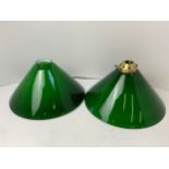 2x French Green Glass Shades