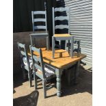 Part Painted Pine Table and 6x Chairs