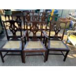 Set of Eight Cane Seated Dining Chairs - to include Two Carvers