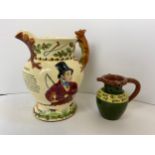 Crown Devon John Peel Musical Jug (Chip to Ear) and Puzzle Jug (Brannam?)