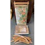 Tapestry Frame, Child's Loom and Wooden Coat Hangers