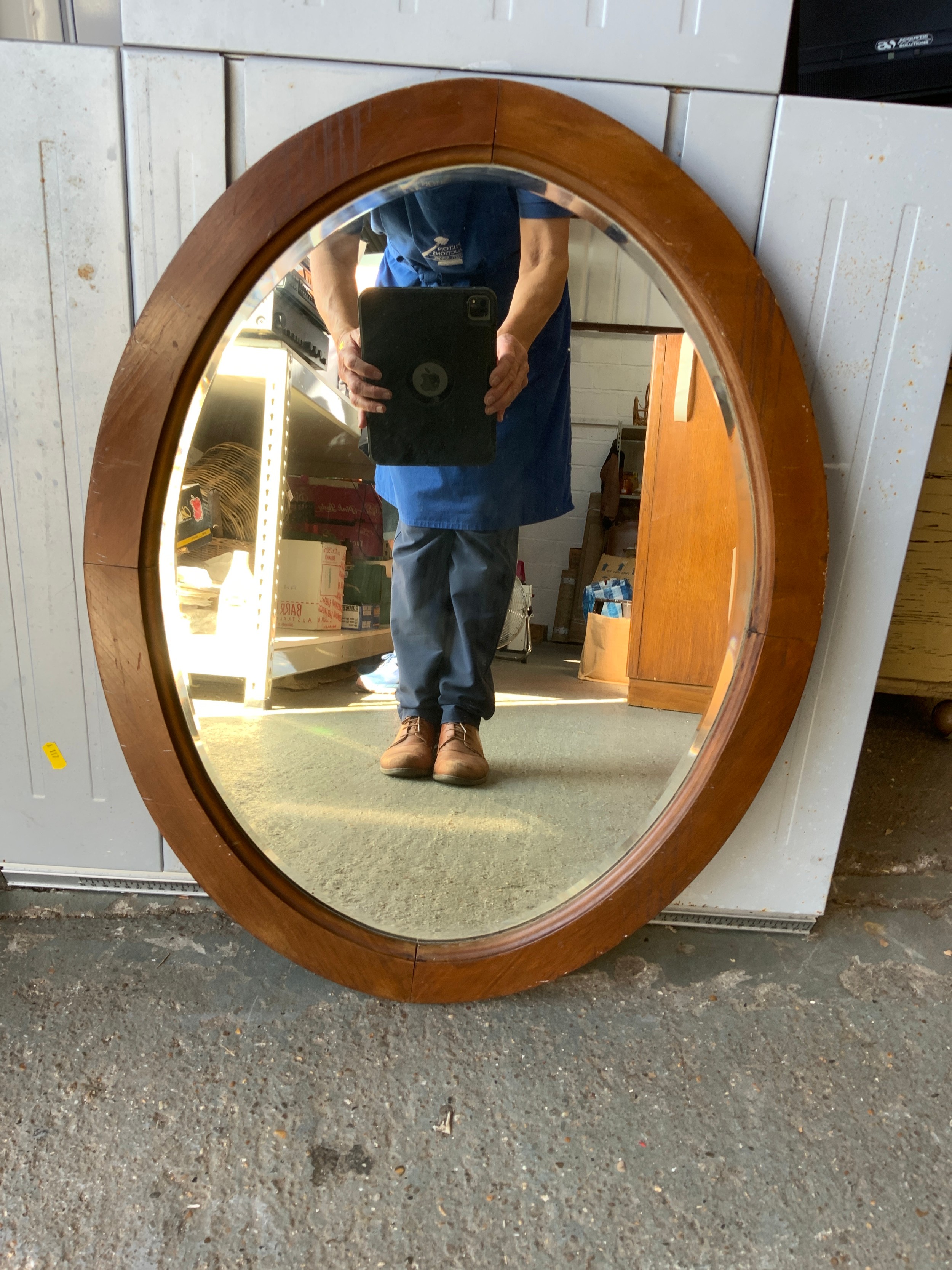 Wooden Oval Framed Mirror