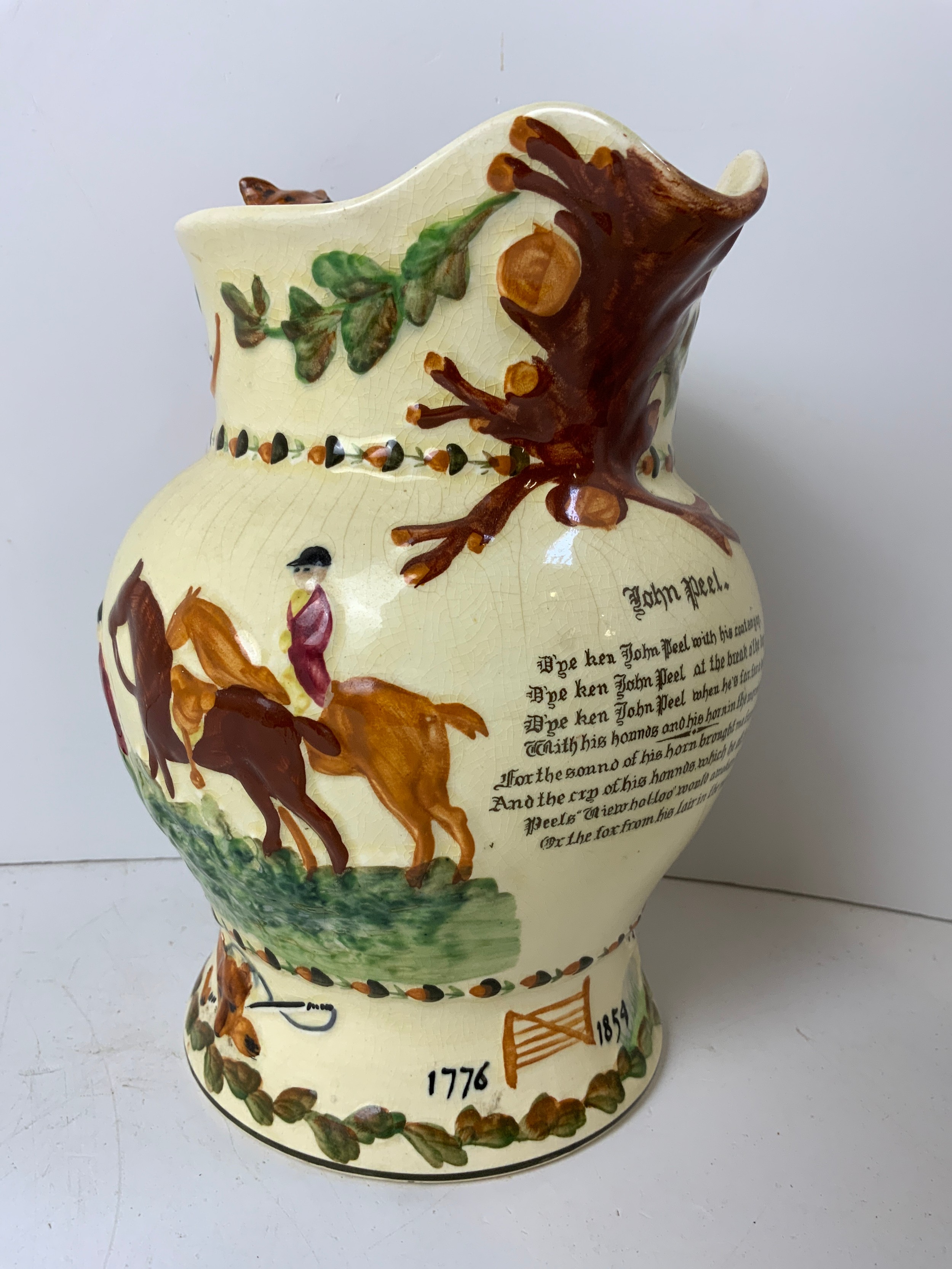 Crown Devon John Peel Musical Jug (Chip to Ear) and Puzzle Jug (Brannam?) - Image 2 of 5