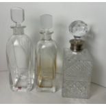 Silver Collared Decanter, Rolls Royce Decanter and Orrefors Swedish Decanter