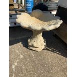 Concrete Garden Bird Bath - Shell Design