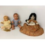 Tea Cosy Doll and 2x Vintage Baby Dolls