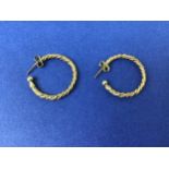 Pair of 9ct Gold Twisted Hoop Earrings - 5.36gms