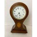 Victorian Balloon Mantel Clock with Key (In Back) - Seen Working - 23cm High