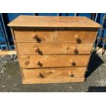 Stripped Pine Victorian Chest of Two over Three Drawers
