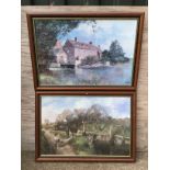 2x Framed Pictures - River and Lock Scene