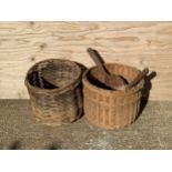 2x Small Log Baskets and Fire Tools
