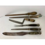 Bone Handled Indian Silver Topped Carving Set and Others