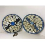 Pair of Tiffany Style Hanging Ceiling Lightshades
