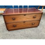 Victorian Mahogany Chest of Two Drawers - 125cm W x 59cm D x 66cm H