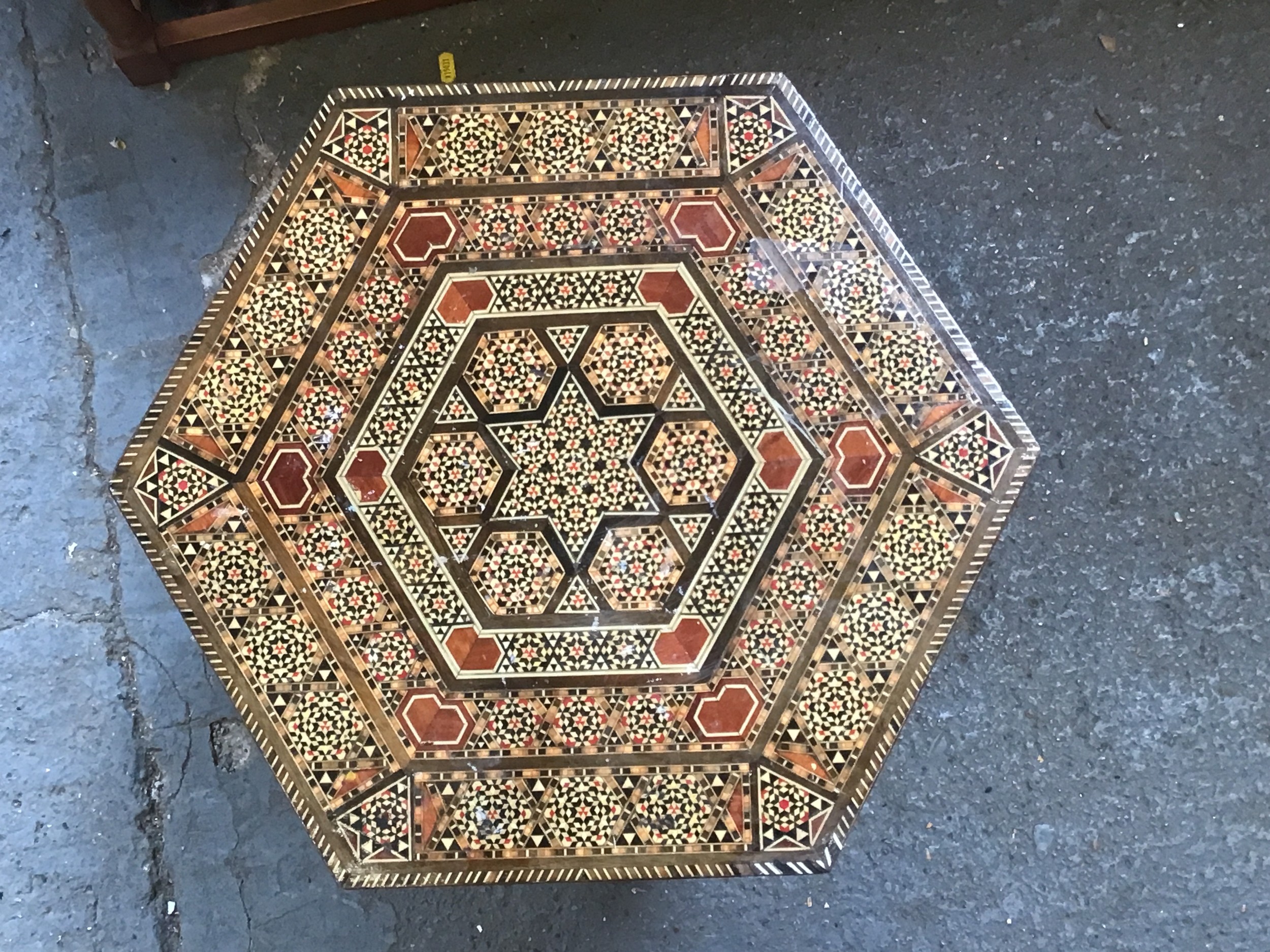 Decorative Inlaid Hexagonal Table - Image 2 of 3