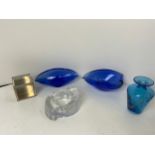 Blue Glass Bowls and Vase etc