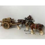 Horse and Beer Barrel Cart and Shire Horse