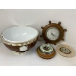 Treen Bowl with Ceramic Insert and Barometers