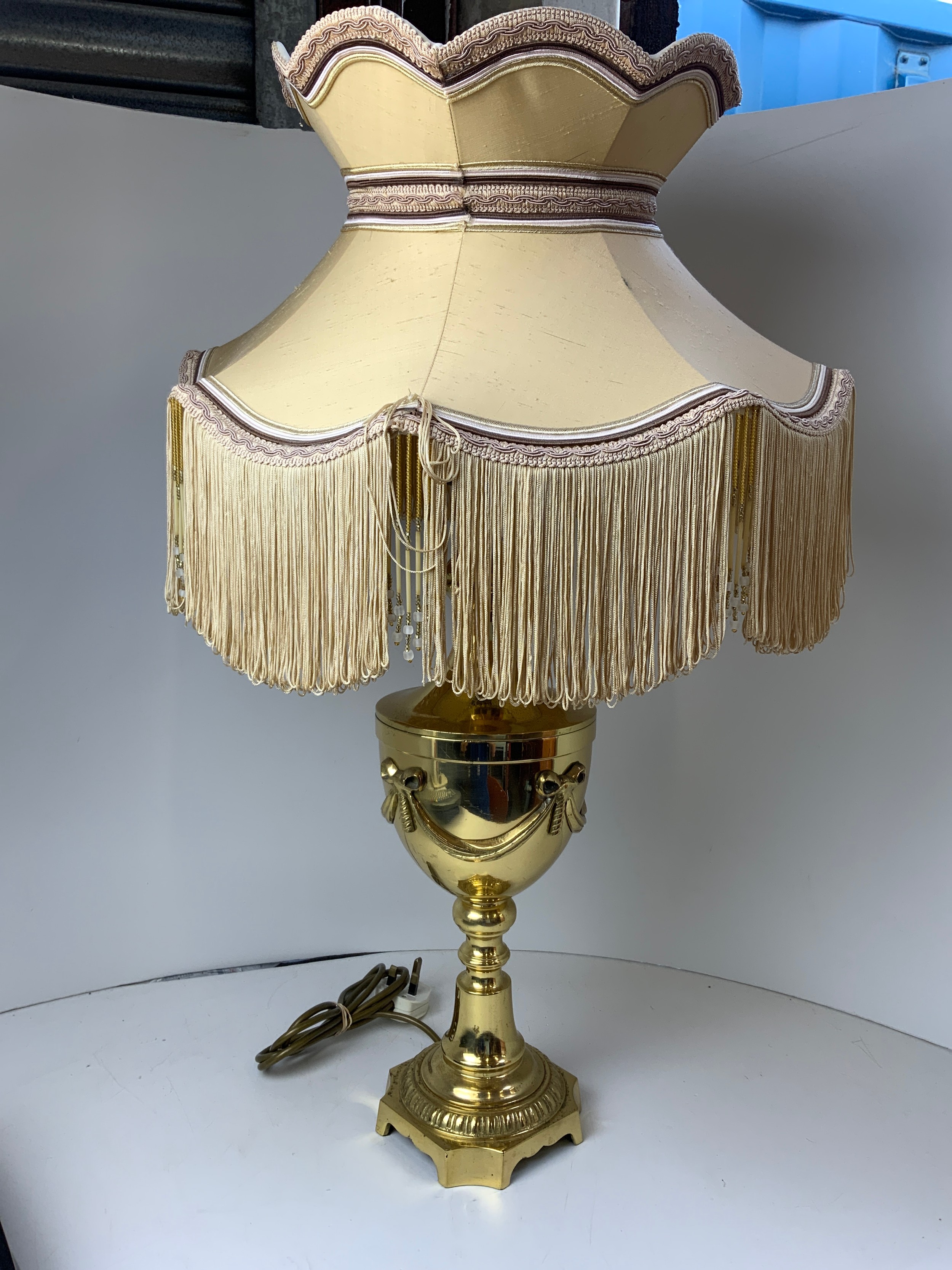 Heavy Brass Table Lamp and Shade