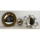 2x Brass Framed Mirrors and Smiths Brass Framed Clock