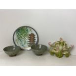 Noritake Plate, Pair of Japanese Bowls and Decorative Ceramic Vase