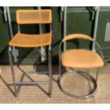 Low Leatherette Stool and High Back Wicker/Metal Stool