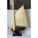 Wooden Model Sailing Yacht on Stand