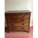Victorian Mahogany Chest of Two over Three Drawers - 108cm W x 54cm D x 104cm H