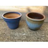 2x Small Glazed Planters