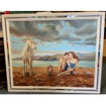 Original Oil on Canvas - The Lovers By Julian Bettney - Visable Picture L126 x 100cm
