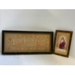 Embroidered Tract and Framed Religious Picture