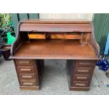 Oak Roll Top Desk - 125cm W x 115cm H