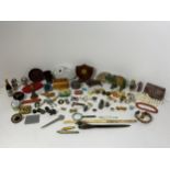 Costume Jewellery,Trinket Boxes, Badges and Emmell Bakelite Dish etc