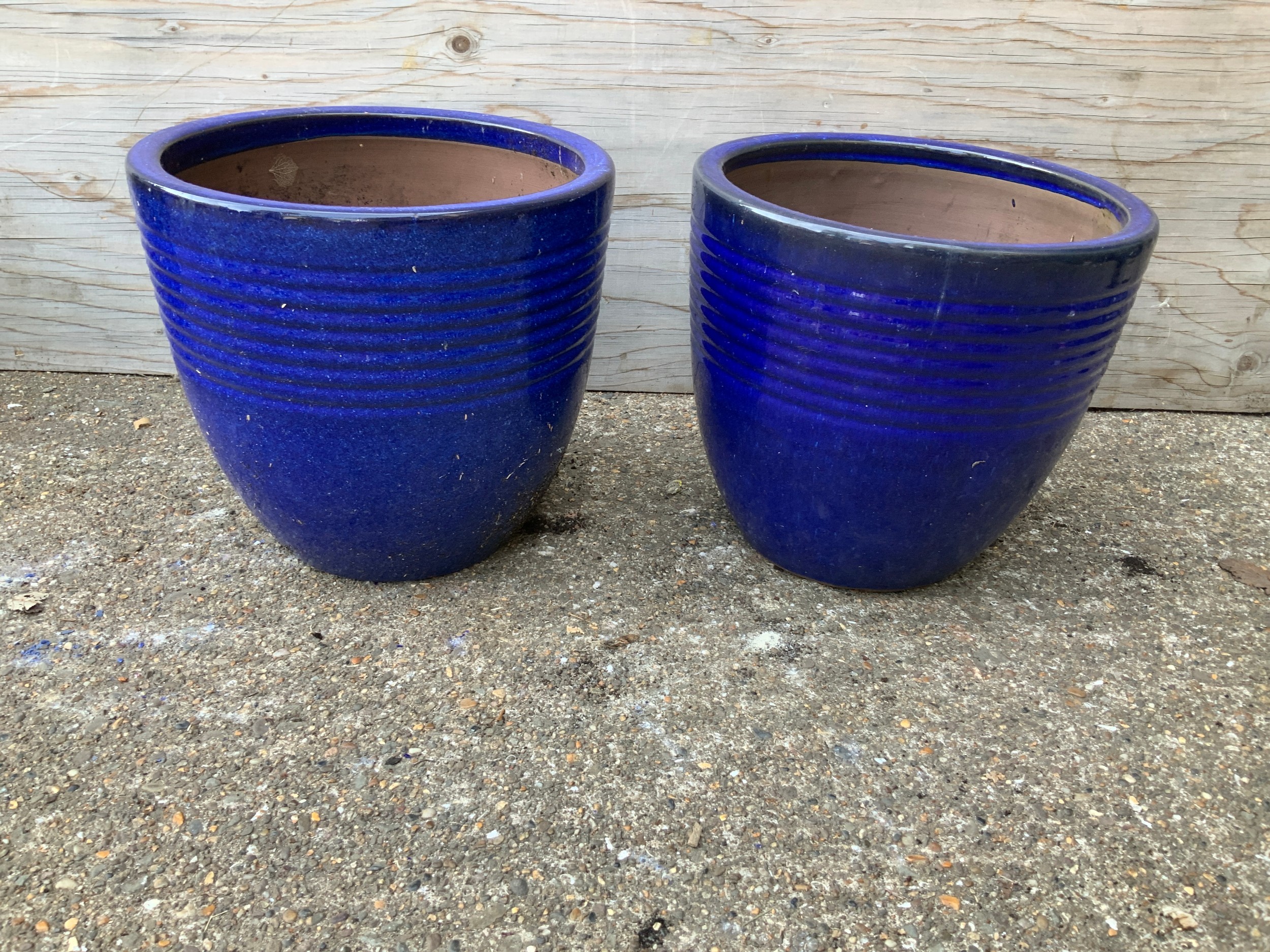 Blue Glazed Planters - 26cm H