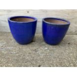 Blue Glazed Planters - 26cm H