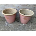 Pair of Pink Glazed Planters - 35cm H