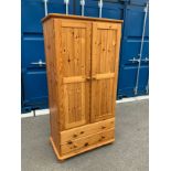 Pine Wardrobe with Two Drawers - 94cm W x 183cm H