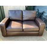 Next Brown Leather Two Seater Sofa