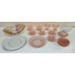 Glass Tea Set and Glass Bowls etc