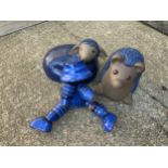 Blue Glazed Garden Hedgehog, Sheep and Pot Man