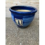 Blue Glazed Planter - 35cm H